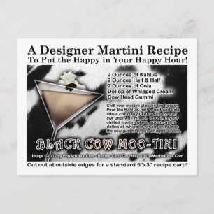 Black Cow Moo-Tini Martini Recipe-vykort Vykort