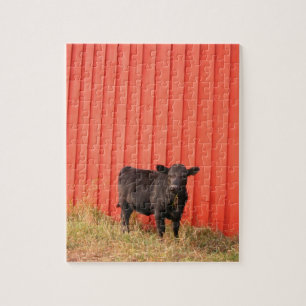 Black Cow Red Barn Pussel