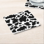 Black Cow Spots Skriv ut Cowboy Farmer Underlägg Papper Kvadrat<br><div class="desc">Klassiska och trendig svarta och vita hudfläckar på ko struktur utformar hemdekanter och presenter. Djurtryck på cellprickar</div>