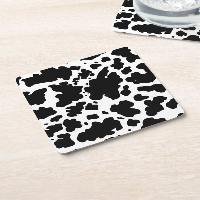 Black Cow Spots Skriv ut Cowboy Farmer Underlägg Papper Kvadrat (Vinklad)
