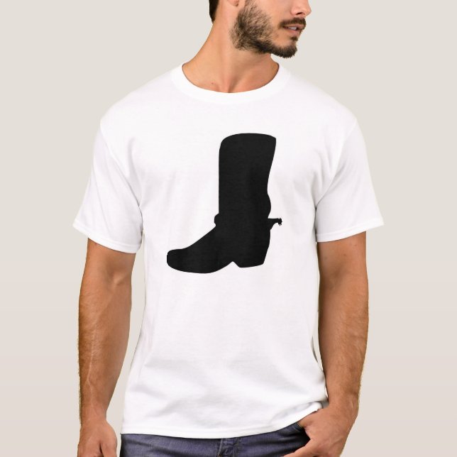 Black Cowboy Boot med Spurs Tee Shirt (Framsida)