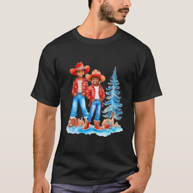 Black Cowboy Cowgirl par Winter-julscenen T Shirt (Framsida)