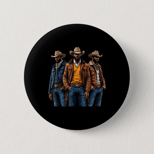 Black Cowboy Melanin African American Western Rode Knapp (Framsida)