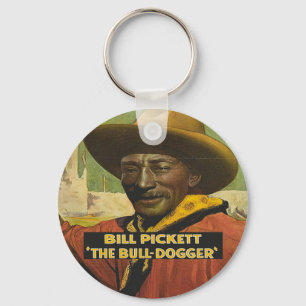Black Cowboy Steer Dogger Keychain Nyckelring