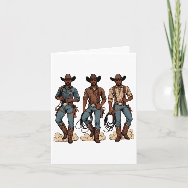 Black Cowboy Western Rodeo Melanin Black History T Kort (Framsida)