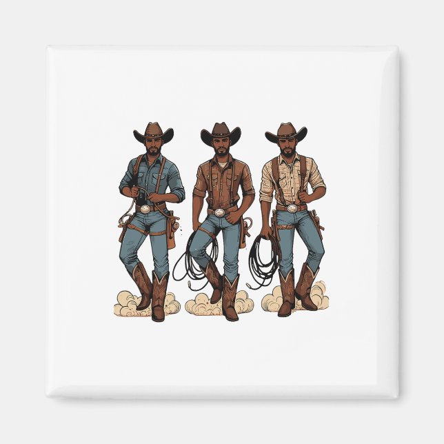 Black Cowboy Western Rodeo Melanin Black History T Magnet (Framsidan)