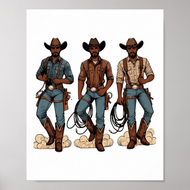 Black Cowboy Western Rodeo Melanin Black History T Poster (Framsidan)