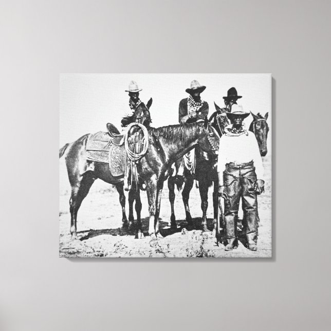 Black Cowboys i Bonham, Texas, c.1890 (b/w-bild) Canvastryck (Framsida)