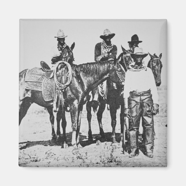 Black Cowboys i Bonham, Texas, c.1890 (b/w-bild) Magnet (Framsidan)