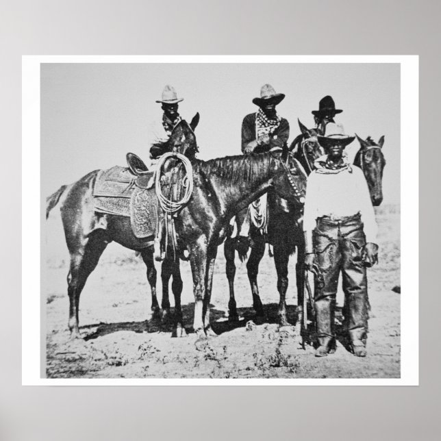 Black Cowboys i Bonham, Texas, c.1890 (b/w-bild) Poster (Framsidan)