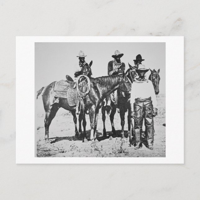 Black Cowboys i Bonham, Texas, c.1890 (b/w-bild) Vykort (Framsida)