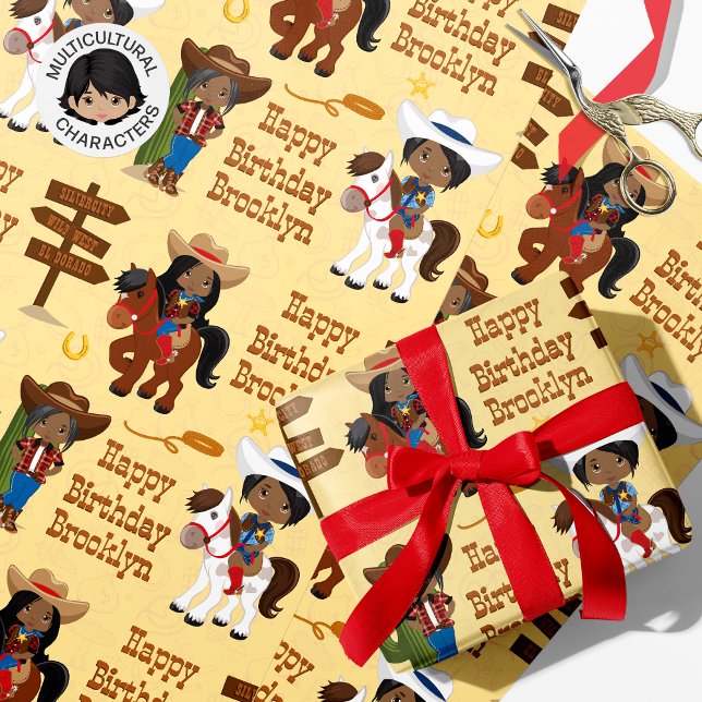 Black Cowgirl Personlig Wrapping Papper Presentpapper (Skapare uppladdad)