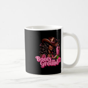 Black Cowgirl Rosa Boots på marken Kaffemugg