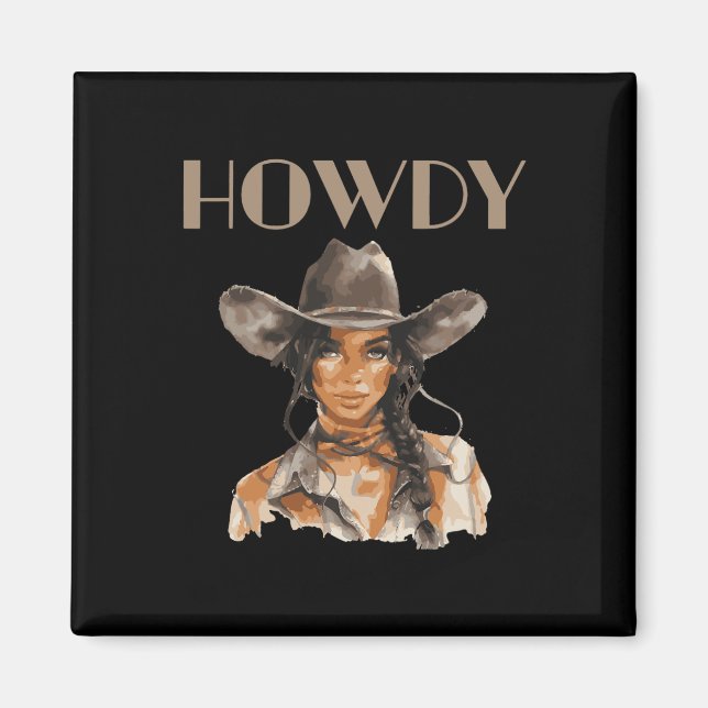 Black Cowgirl Western Rodeo Melanin Junelfte Tex Magnet (Framsidan)
