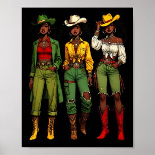 Black Cowgirl Western Rodeo Melanin Juneteonde Bla Poster