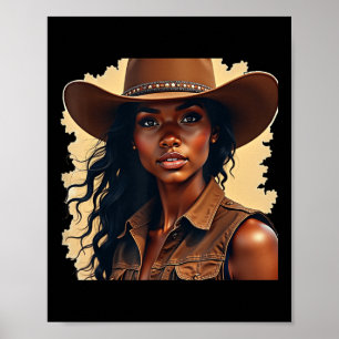 Black Cowtjejer Melanin Women Westernare Rodeo Tex Poster
