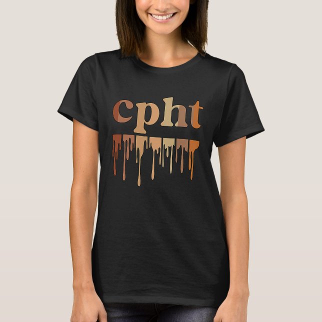 Black CPhT African American Certified Pharmacy Tec T Shirt (Framsida)