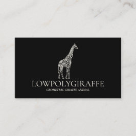 Black Cream Animal Lowpoly Giraffe Visitkort