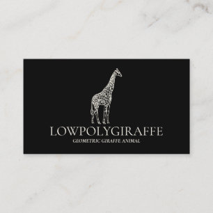 Black Cream Animal Lowpoly Giraffe Visitkort