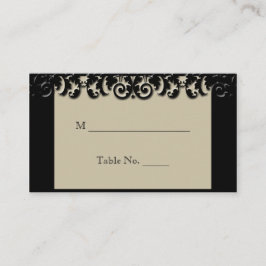 Black Cream Blommigt Embossed Bröllop Place Card Placeringskort