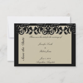Black Cream Blommigt Embossed Bröllop spara datum Datumet