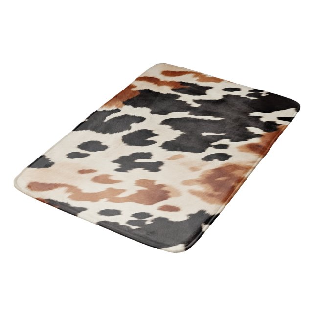 Black Cream Brown Cowhide Badrumsmatta (Vinklad)