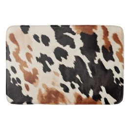 Black Cream Brown Cowhide Badrumsmatta