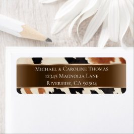 Black Cream Brown Cowhide Bröllop Returadress Etikett