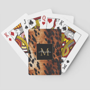 Black Cream Brown Cowhide Guld Monogram Casinokort