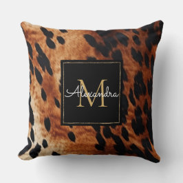 Black Cream Brown Cowhide Guld Monogram Kudde