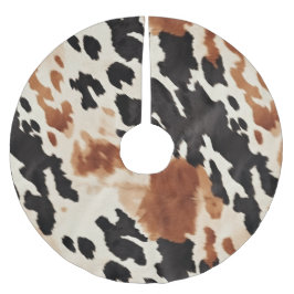 Black Cream Brown Cowhide Julgransmatta Borstad Polyester