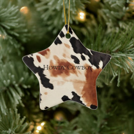 Black Cream Brown Cowhide Julgransprydnad Keramik