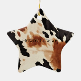 Black Cream Brown Cowhide Julgransprydnad Keramik