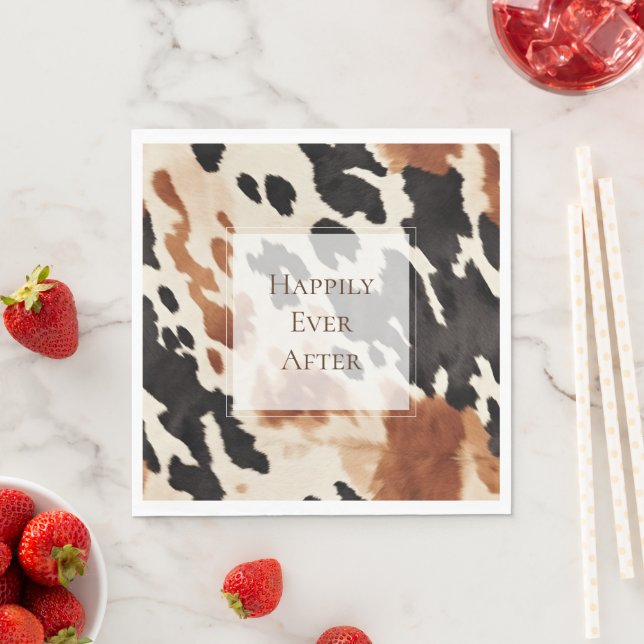 Black Cream Brown Cowhide Pappersservett (Insitu)