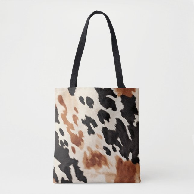 Black Cream Brown Cowhide Tygkasse (Framsida)