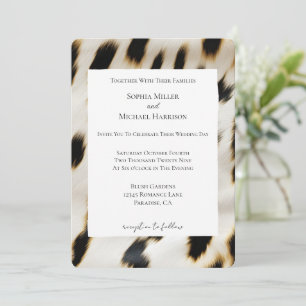 Black Cream Cow Animal print Bröllop Inbjudningar