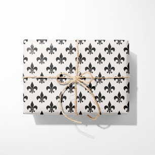 Black & Cream Fleur-de-Lis Presentpapper