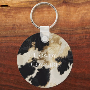 Black Cream Guld Western Cowhide Nyckelring