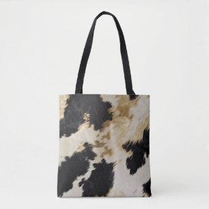 Black Cream Guld Western Cowhide Tygkasse