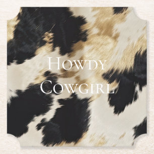 Black Cream Guld Western Cowhide Underlägg Papper