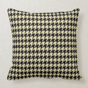 Black & Cream Houndstooth Geometric Mönster Kudde