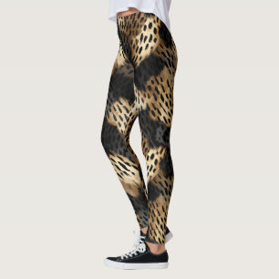 Black Cream Leopard Animal abstrakt Leggings