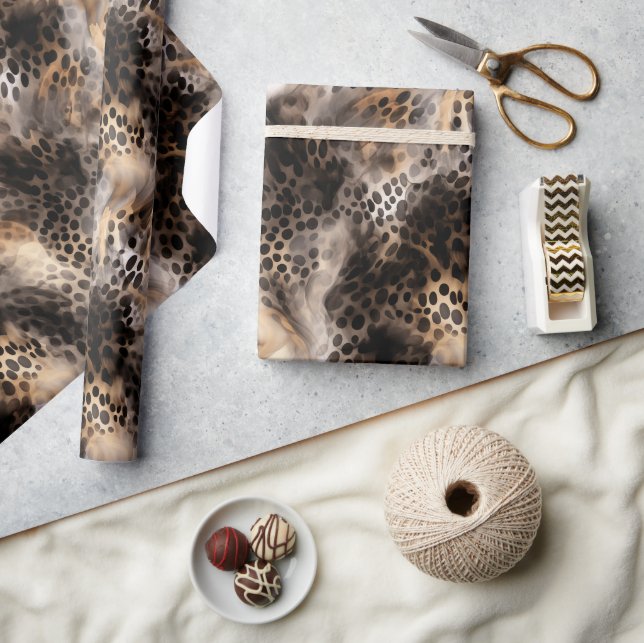 Black Cream Leopard Animal Birthday Presentpapper (Hantverk)