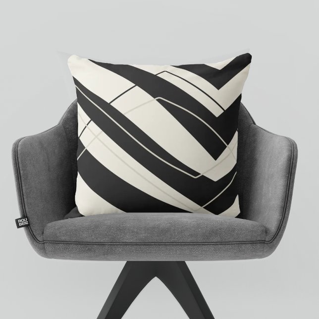 Black Cream Modern Simple Square Kudde (Skapare uppladdad)