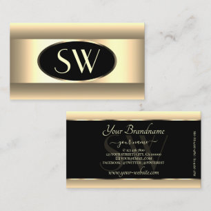 Black Cream Ombre Monogram Light Guld Decor Ram Visitkort