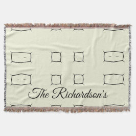 Black Cream Personalized Geometric Minimal Bedding Filt