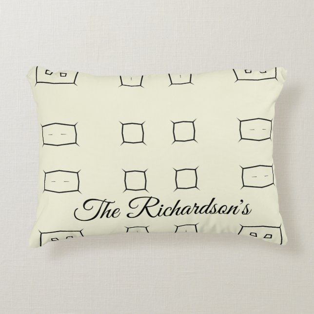 Black Cream Personalized Geometric Minimal Bedding Prydnadskudde (Framsidan)