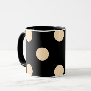 Black Cream Polka dots Mugg