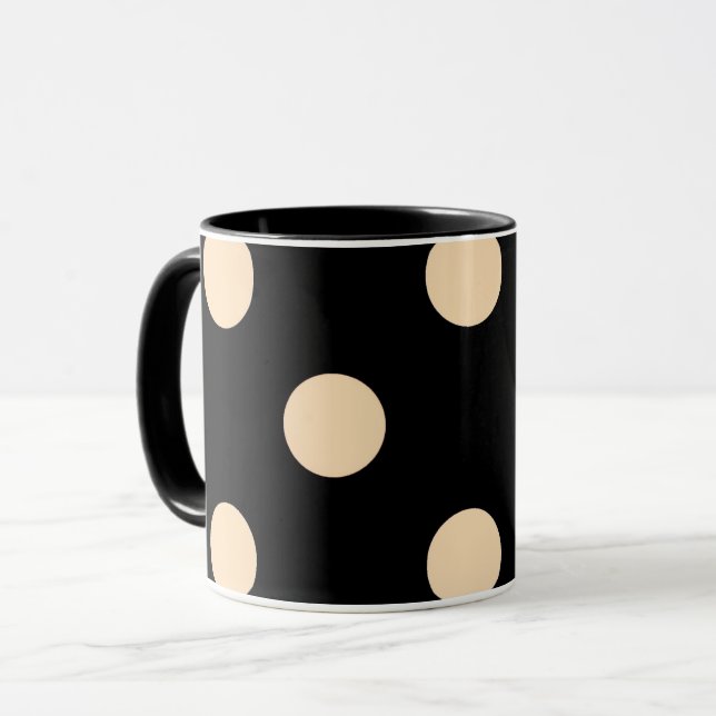Black Cream Polka dots Mugg (Framsida vänster)