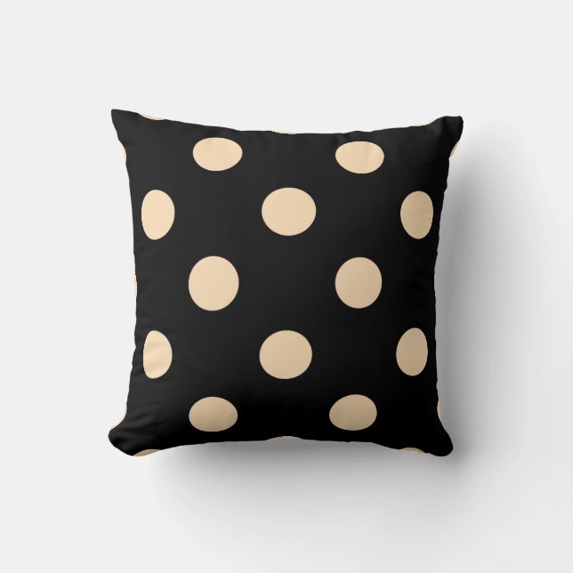 Black Cream Polka dots Reversible Dekorativ kudde (Framsida)